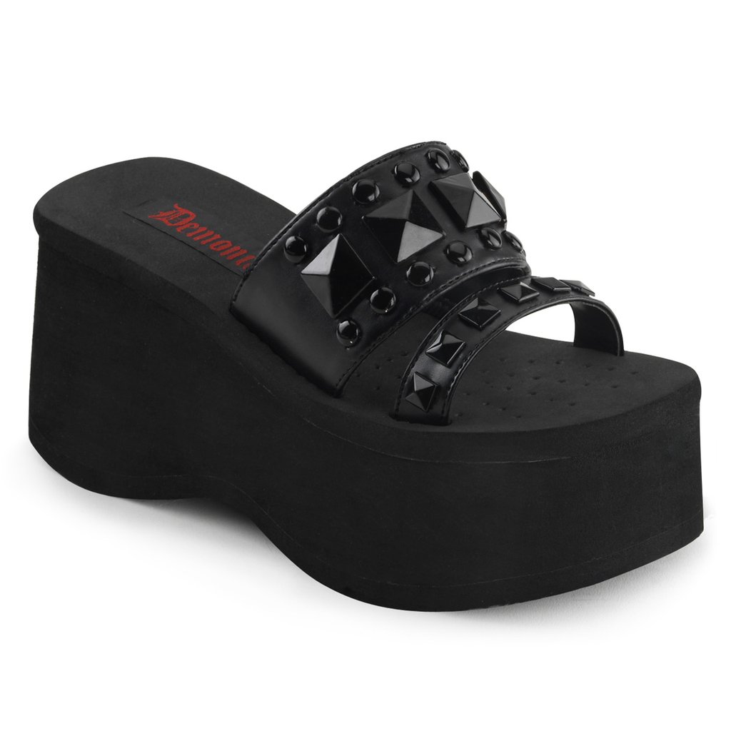 Sandale Plateforme Demonia Funn 18 Vegan Cuir Femme - Noir 21679-HUMQ